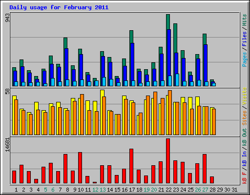 Daily usage for February 2011