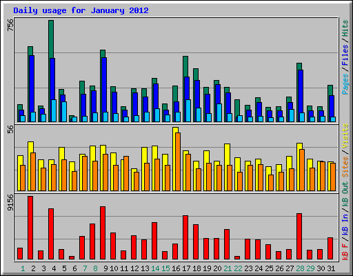 Daily usage for January 2012